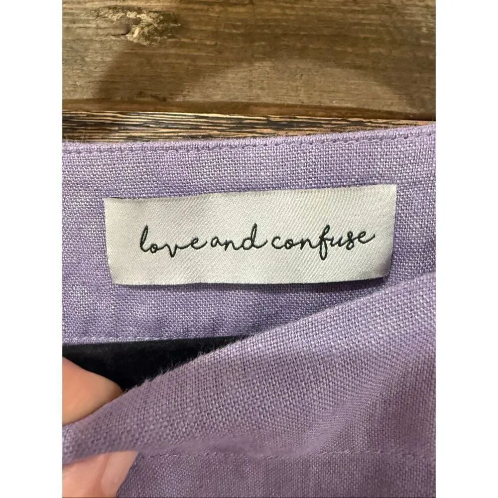 Love and Confuse Linen lavender dress relaxed fit oversized lagenlook size S - Picture 3 of 9
